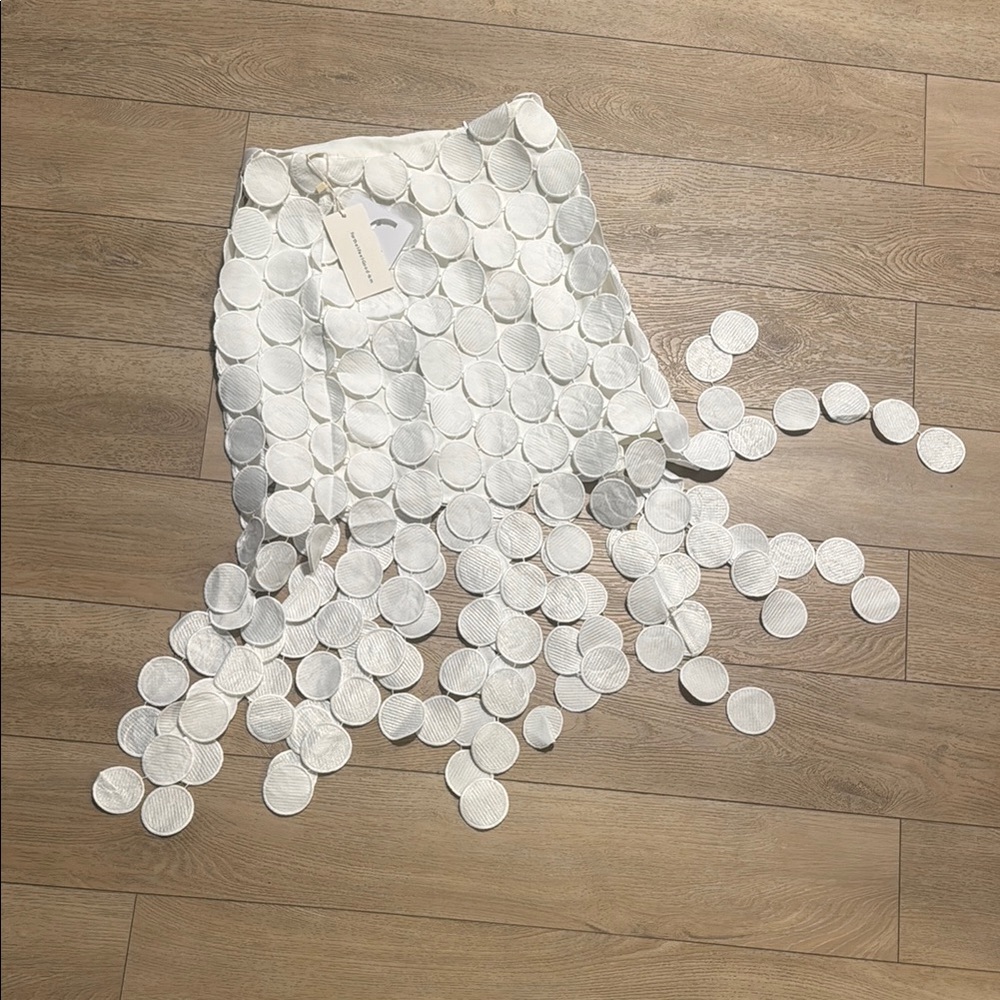 Commense White Circle Cut-out Skirt